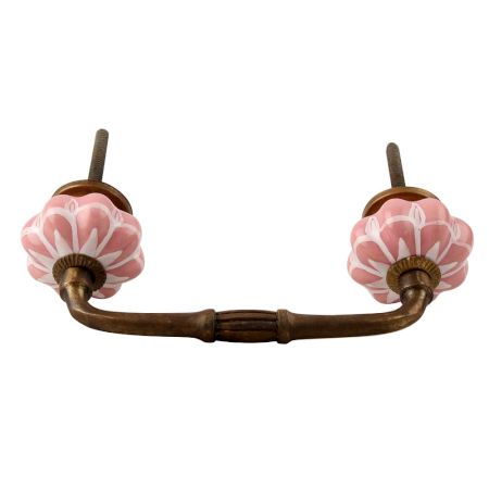 Baby Pink Flower Medium Ceramic Bridge Handle